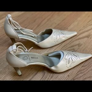 Genuine lamb leather heels with jewels crystals size 36